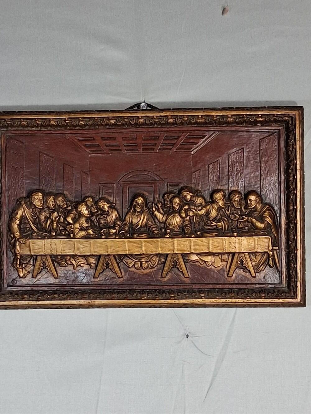 12" X 7" Vintage 3D Bas-relief Davinci's        "The Last Supper" Wall Plaque